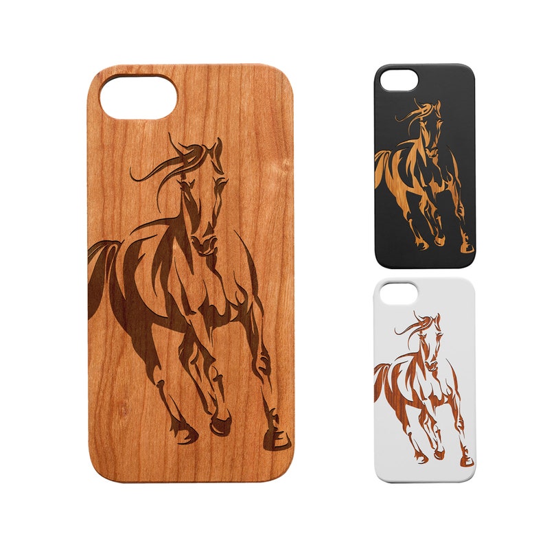 iPhone 14/13 / 12/ 11 (Mini ,Pro, Pro Max,Plus)Xs,Xr,X,SE,8+,7+,6+, Samsung S20/S21/22 UL,+,FE Note 8 9 10+ 20 S9+ S8+ Wood Case, Horse 1 L 