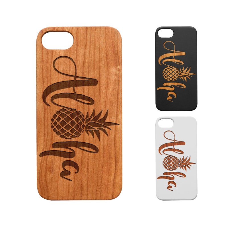 iPhone 14 /13 / 12/ 11 (Mini ,Pro, Pro Max,Plus)Xs,Xr,X,SE,8+ Samsung S20/S21/22 Ul FE Note 8 9 10+ 20 S9+ S8+ Wood Case, Aloha Pineapple L 