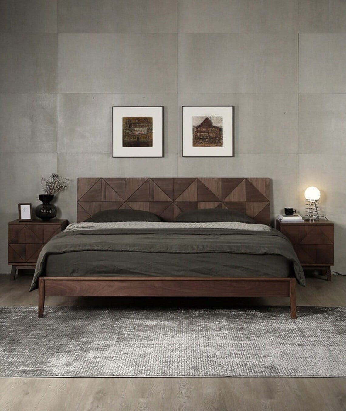 Modern Frame Bed With Headboard King Bed Frame Queen Bed Frame