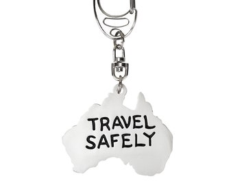 Travel Safely Australia map keyring