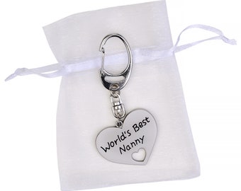 Nanny Metal Heart Keyring - Gift for Nanny