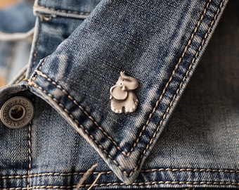 Tinnen reversspeld olifant