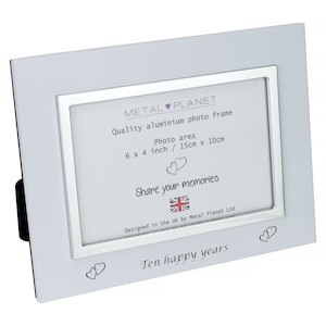 Ten Happy Years (Tin Anniversary) Aluminium photo frame