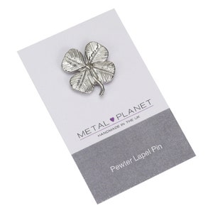 Four Leaf Clove - Pewter jacket lapel pin