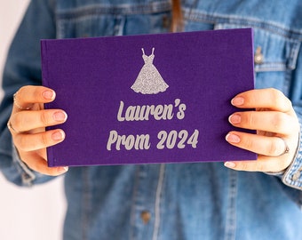 Gepersonaliseerd schoolfeest 2026: mooi paars album met zilver glitterontwerp - voor 40 foto's