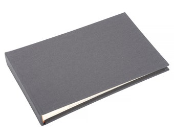 Smart grey plain linen photo album - Holds 40 photos (6x4 inch size) with lined message area beside each clear sleeve