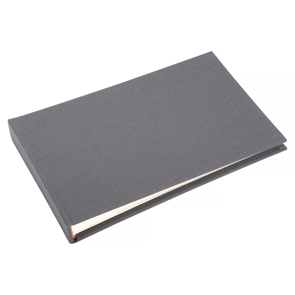 Smart grey plain linen photo album - Holds 40 photos (6x4 inch size) with lined message area beside each clear sleeve