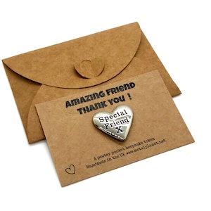 Amazing friend - thank you! Heart pocket keepsake, handmade in the UK