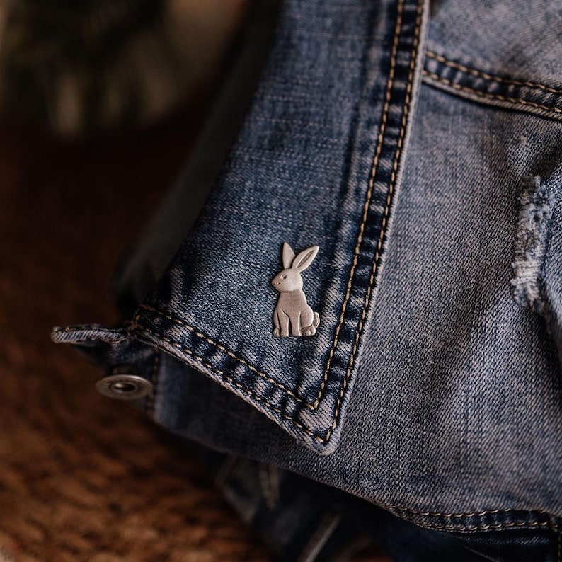 Rabbit pewter jacket lapel pin image 1