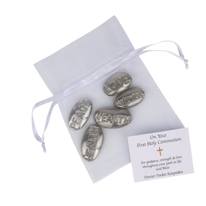 First Holy Communion pewter message pebbles (unisex)