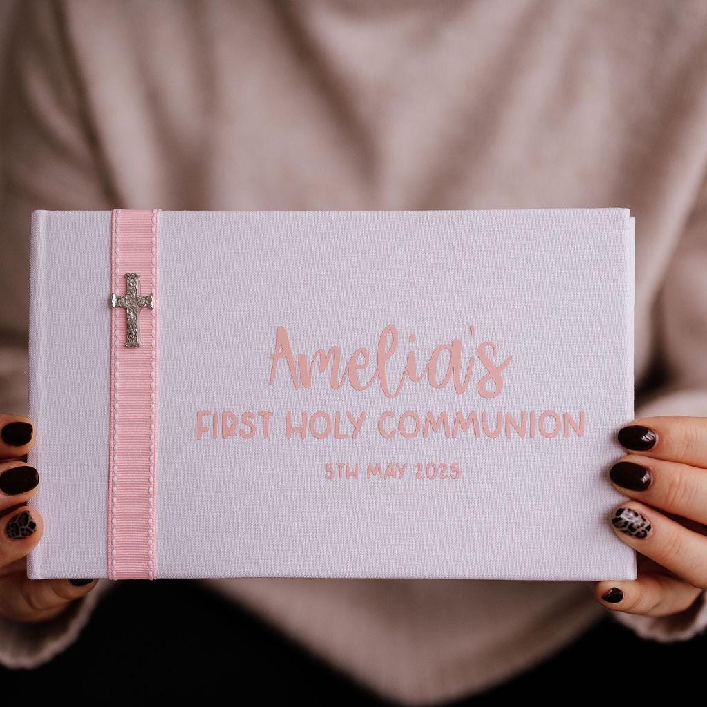 Personalized First Holy Communion Photo Album: Blue/pink, Holds 40 ...