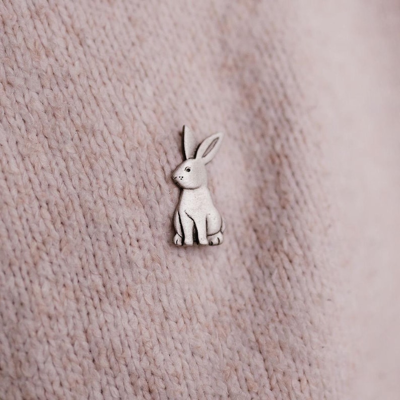 Rabbit pewter jacket lapel pin image 3