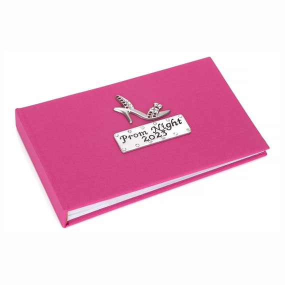 Prom Night 2023 Hot Pink Linen Photo Album With a Stylish Shoe Detail Holds  40 Photos 