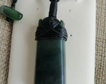 New Zealand Jade Greenstone Pounamu Toki Matte Finish Pendant (42mm L x 18mm W, Unisex)