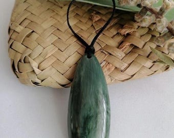 New Zealand Jade Greenstone Drop Pendant 55mm L x 19mm W, Unisex