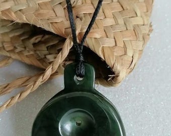 New Zealand Style Jade Shepherds Whistle Large Pendant (34mm W x 44mm L, Unisex)