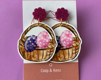 Easter basket dangle earrings