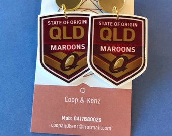 State of Origin QLD dangle earrings