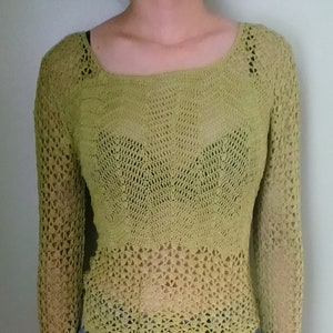 crochet tunic / crochet blouse with flare sleeve / crochet top with trumpet sleeve / crochet shirt
