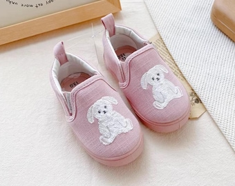 Girl Slip On Shoes,Toddler Daily Shoes,Play Shoes,Girl Gift,Baby Shower Gift,Pink Bunny Shoes,Girl Rabbit Shoes,Girl Birthday/Holiday Gift