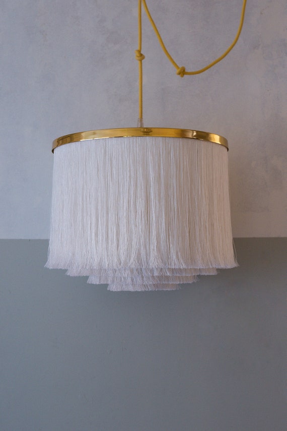 white fringe lamp shade