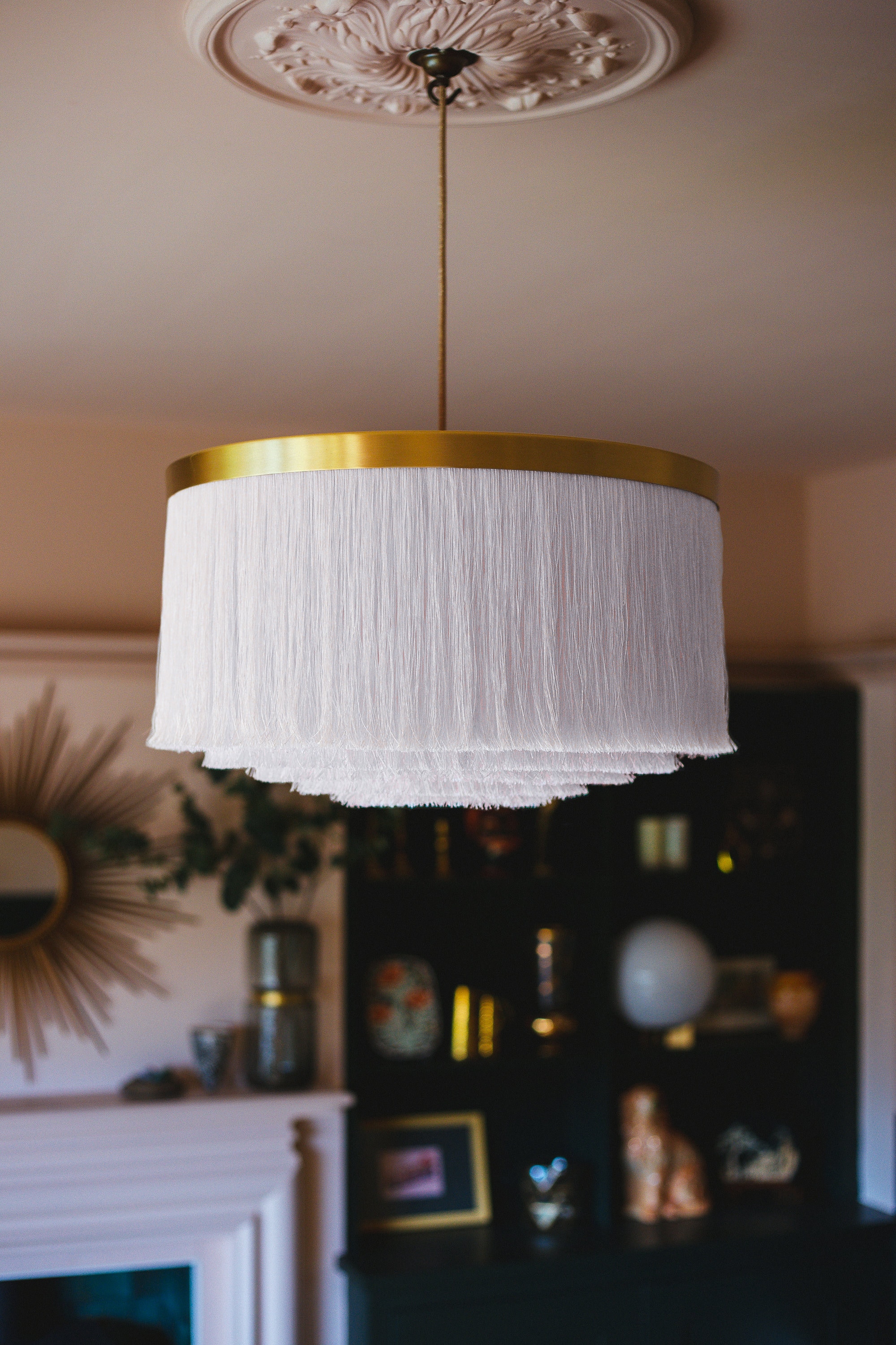 white fringe lamp shade