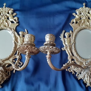 Gorgeous French Vintage Pair of Louis 15th Candle Sconces - Original Patina