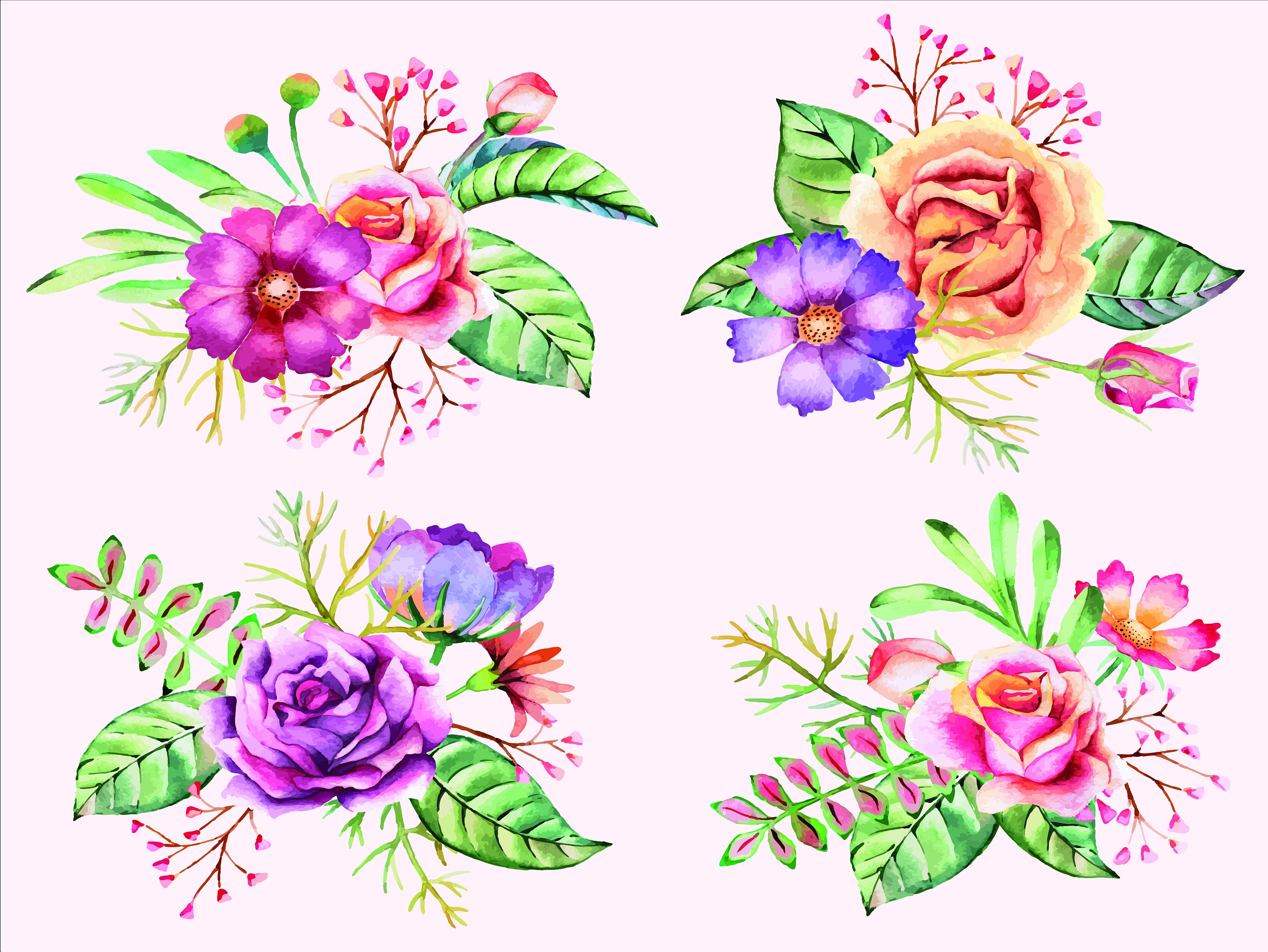 Watercolor floral bouquets watercolor flowers svg-watercolor | Etsy