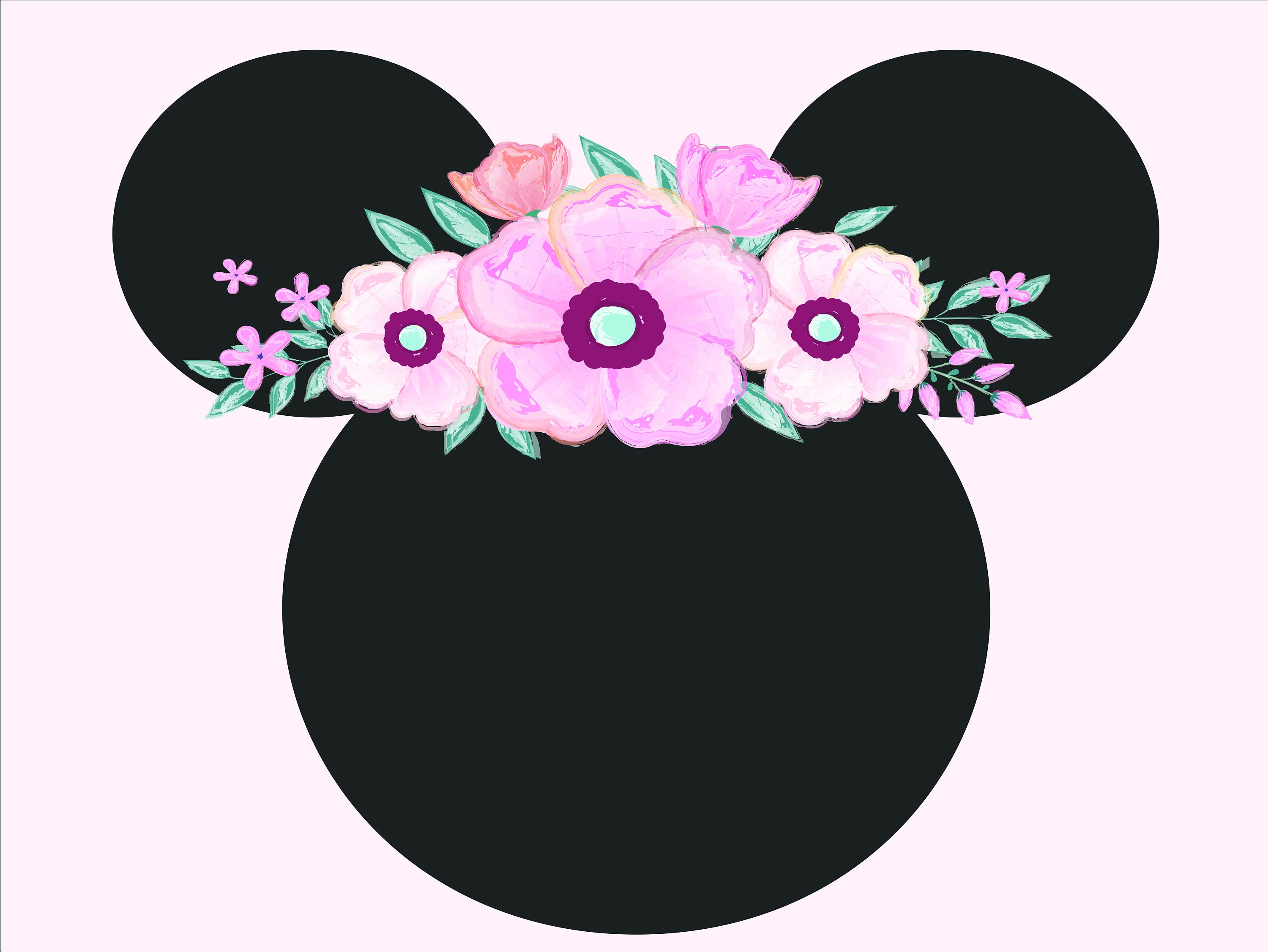 Download Minnie Head watercolor flowers crown Disney SVG-Instant | Etsy