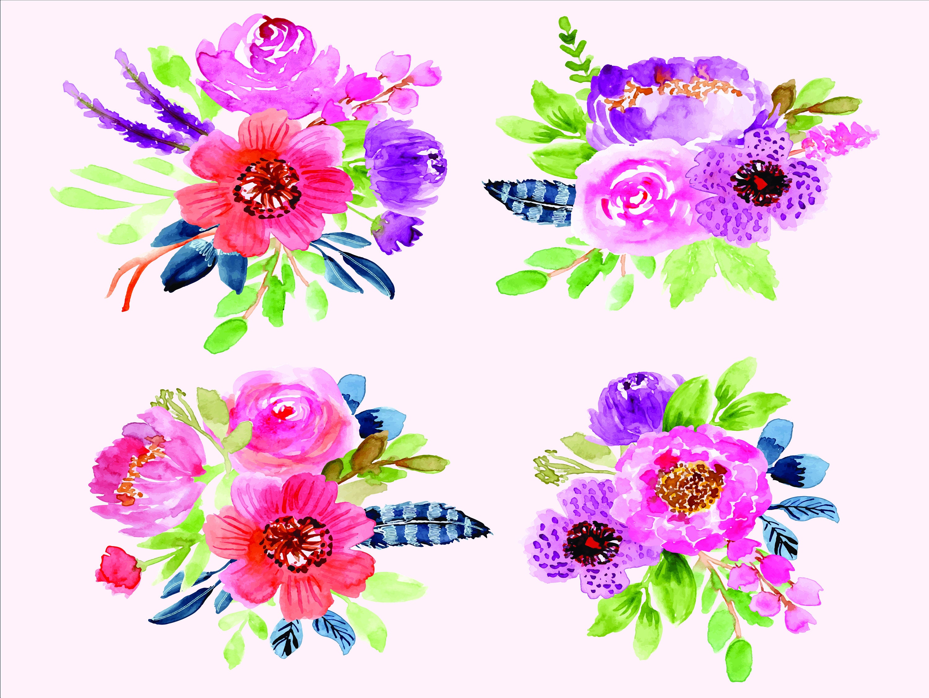 Download Watercolor floral bouquets watercolor flowers svg ...