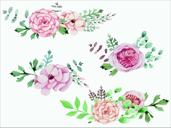 Download Floral Bouquet SVG watercolor flowers svg-watercolor | Etsy