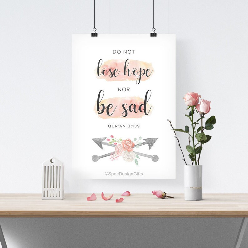 Quran Quote Reminder: 'Do Not Lose Hope Nor Be Sad' A4 | Etsy - Do Not Lose Hope Nor Be Sad