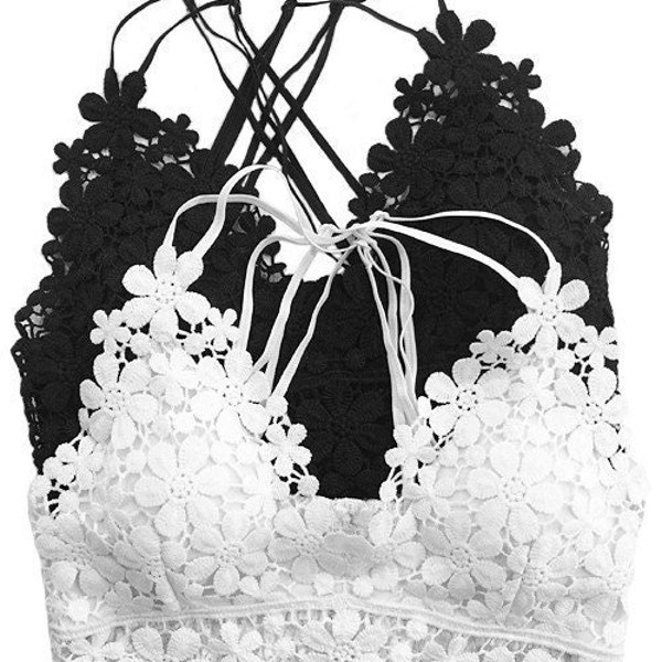 Black Beautiful Crochet Lace Bralette