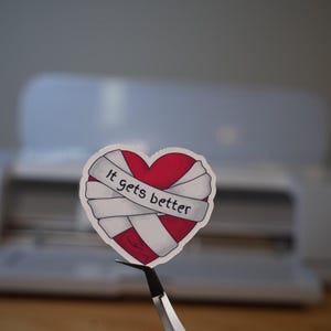 Inspirational Heart Sticker - &#39;It Gets Better&#39; Vinyl Decal for Laptops, Water Bottles, and Mental Health Awareness Gifts, Recovery Gift