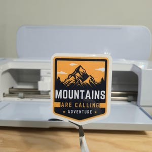 Mountains Are Calling Adventure Sticker | Waterproof Vinyl Decal | Outdoor Hiking, Travel, Adventure Sticker for Laptops, Water Bottles more