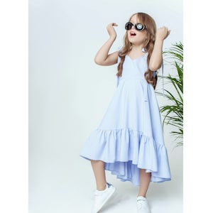 Powder Blue Girls Dress - Flared Girls Dress - Baby Blue Girls Dress - Girls Summer Dress - Party Dress for Girl - Flower Girl Dress Girl
