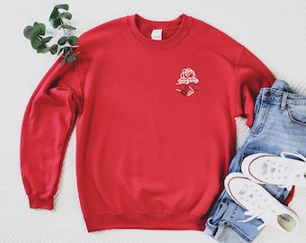 Logotipo de DSA en sudadera roja de cuello redondo / Ropa de los Socialistas Democráticos de América