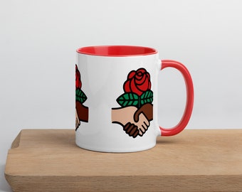 Taza de café DSA, Socialistas Democráticos de América, Taza de Rosa, Regalo izquierdista, Regalo feminista, Gente por encima de las ganancias