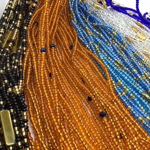 Ghana waist beads/ waist beads/ African waist beads. stranded beads/ 50inches in length/ tie on waist beads