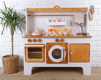 Handcrafted Wooden Play Kitchen: Montessori Pretend Play
