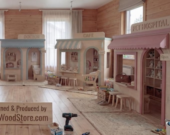 Wooden Kids Playhouse Set | Indoor Role Play Village, 5 Themes
