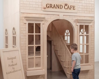 Two-Story Wooden Playhouse – Grand Café Concept, 11 ft Tall