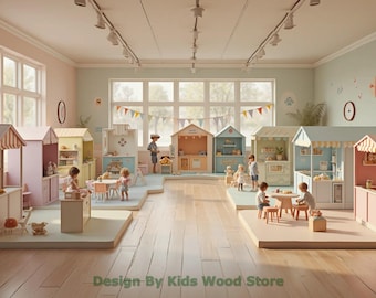 Casita de juegos interior para niños: Ciudad de juego de simulación personalizable