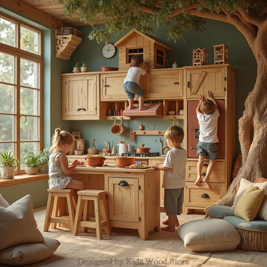 Rustic Children's Kitchens for Cozy, Nature-themed Playrooms | Special ...