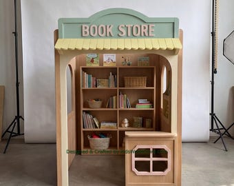 木製ブックストアプレイハウス + 子供用家具 | 25以上のテーマからお選びいただけます | オールインクルーシブのターンキープロジェクト