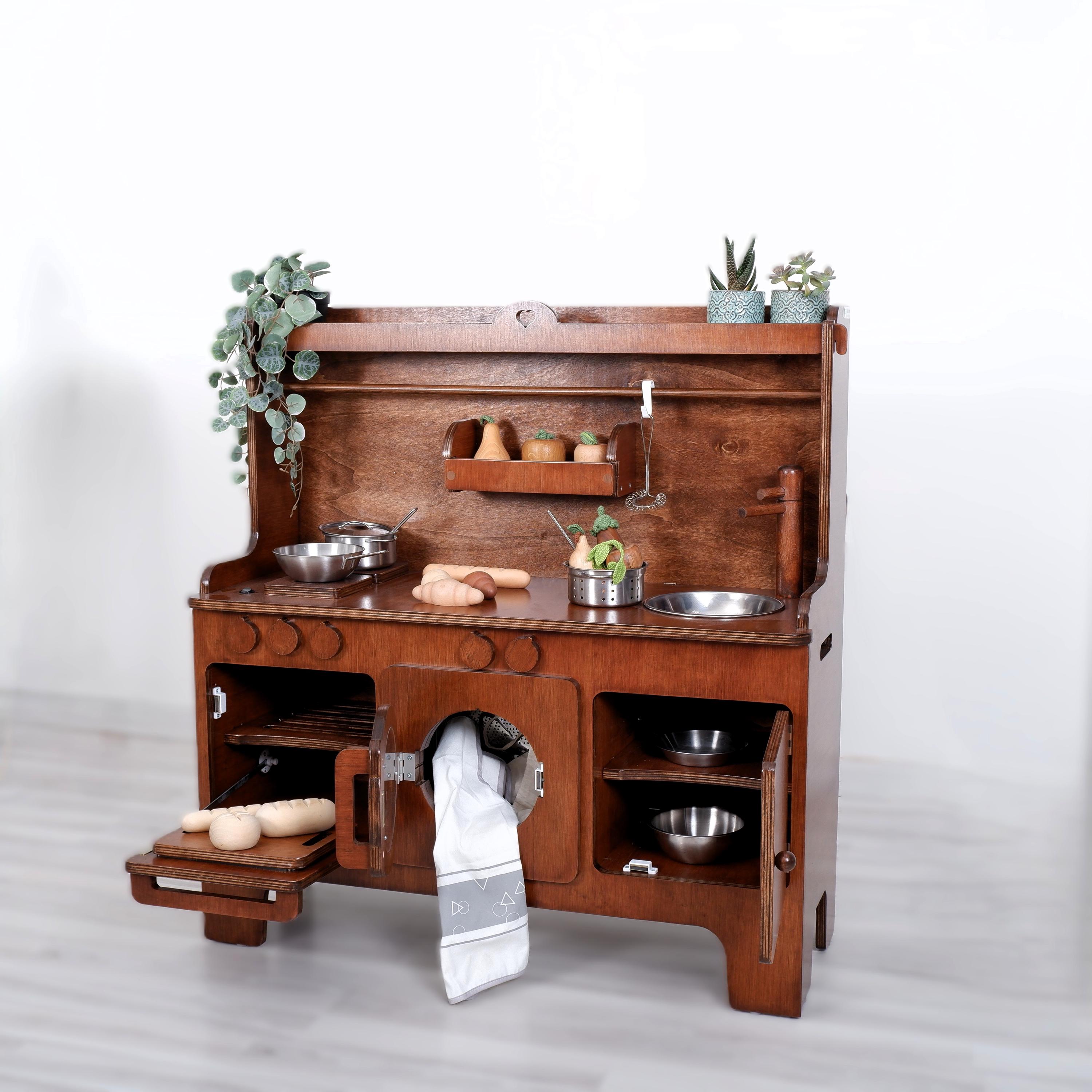 Handcrafted Wooden Play Kitchen: Walnut, Customizable - Etsy