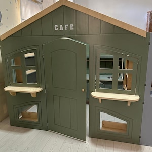 Kids Plywood Playhouse Village (6 pcs): Grocery, Cafe, Police, Art, Doctor, Books