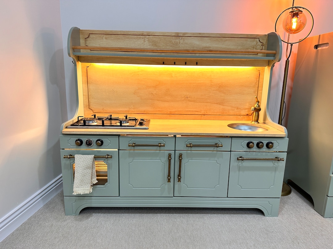 Vintage Toy Kitchen Pretend Play and Toys Complete Set Play Kitchen for