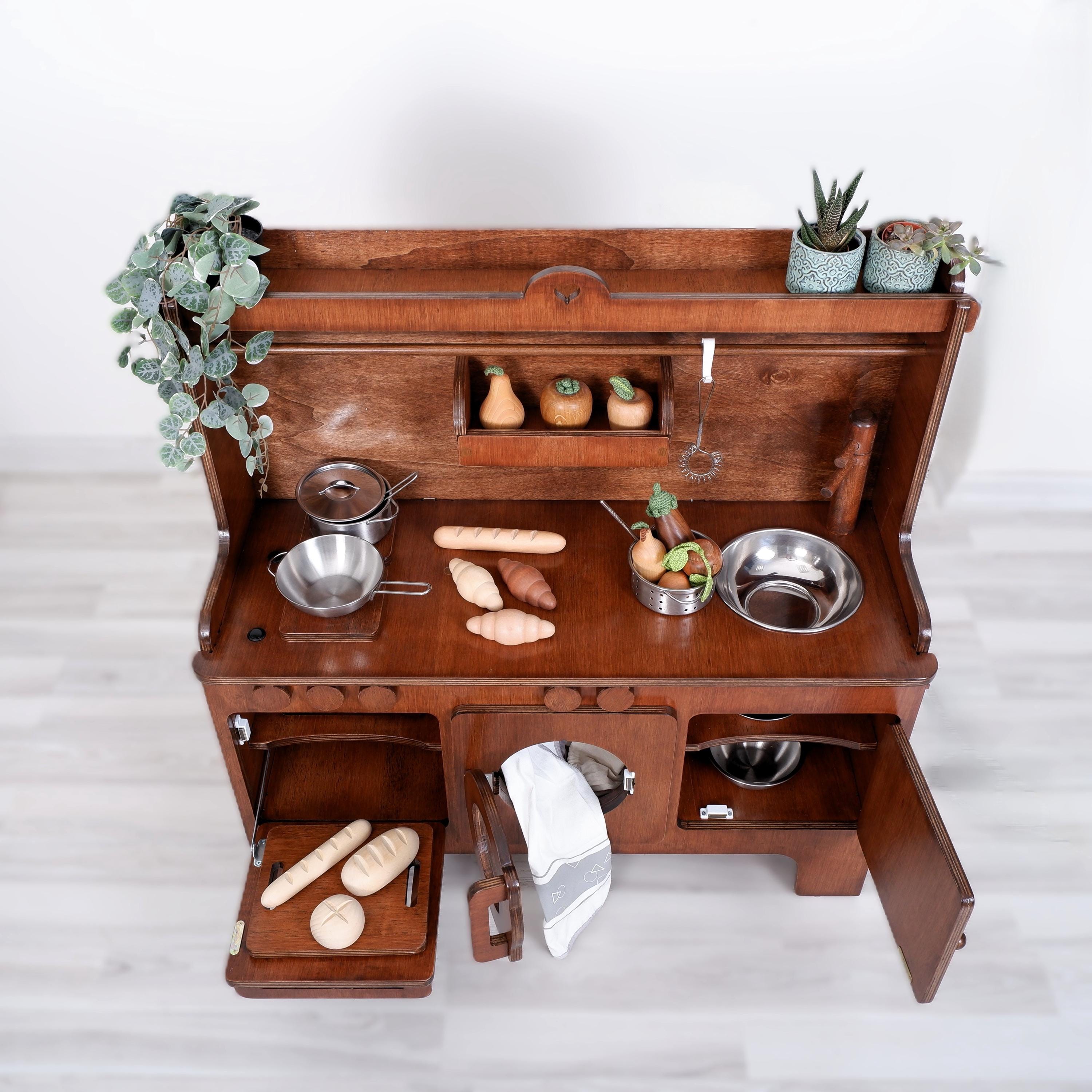 Handcrafted Wooden Play Kitchen: Walnut, Customizable - Etsy