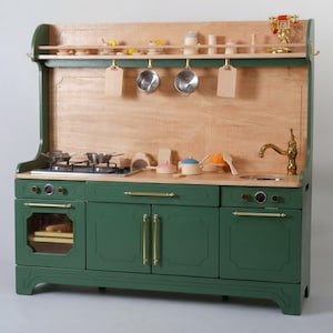 Handmade Luxury Wooden Play Kitchen: Extra-Large Customizable Toy